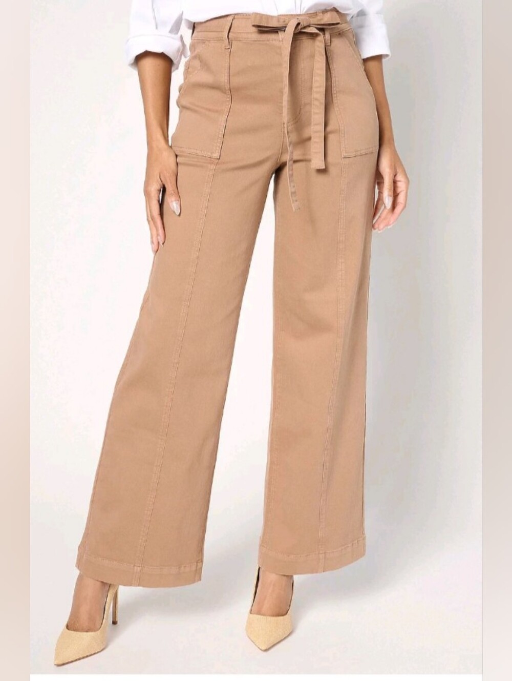 Isaac Mizrahi Live Women's Tall True Denim Camel Color Trouser Jeans Plus Sz 32T